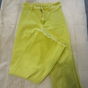 High-Rise Lime Green Wide-Leg Jeans